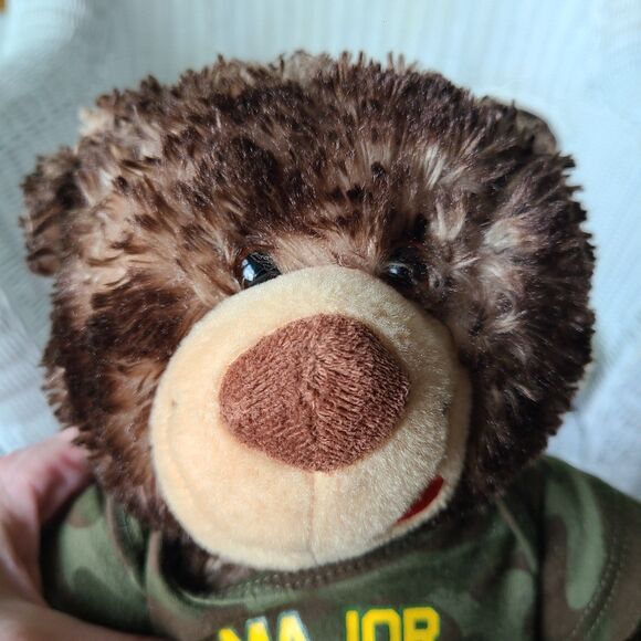 Vintage Army "Major Cutie" Teddy Bear Brown Plush Stuffed Animal W/ Camo Outfit - Picture 2 of 10